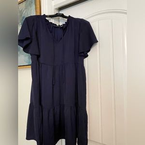 Navy short ruffled dress
